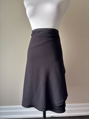 Women’s Handmade Black A-Line Wrap Midi Skirt